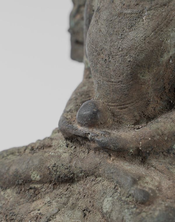 Buddha Statue - Antique Indonesian Style Bronze Javanese Amitabha Buddha Statue - 23cm/9"