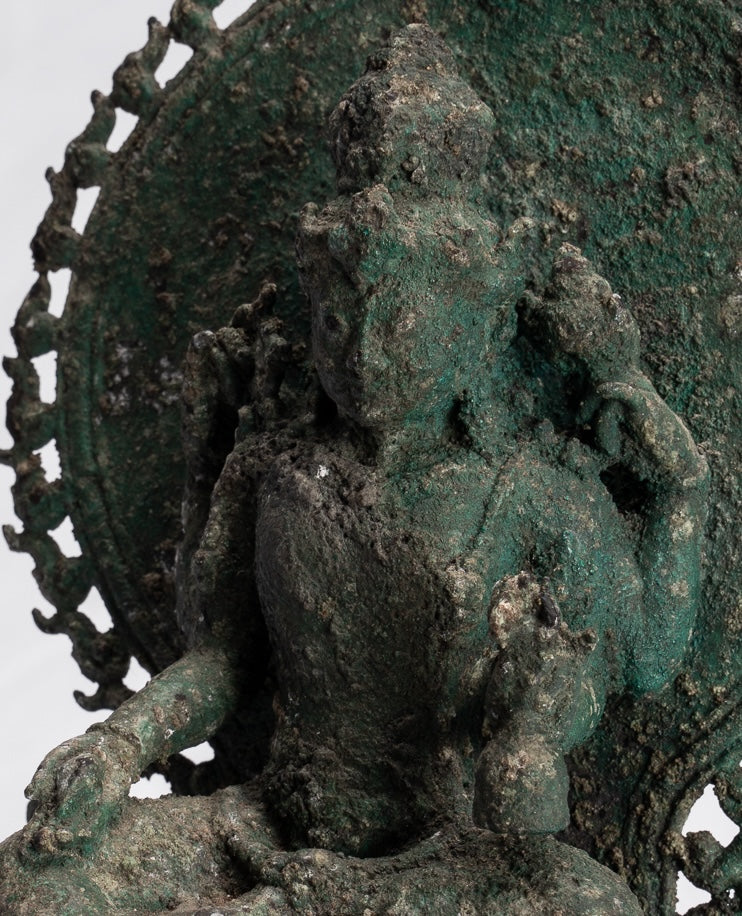 Estatua de Tara - Estatua de Devi Tara de bronce de pie Majapahit estilo antiguo de Java - 30 cm/12"