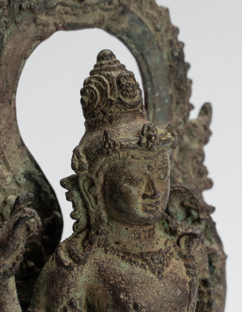 Shiva Statue - Antique Indonesian Style Bronze Javanese Standing Shiva Statue - 24cm/10"
