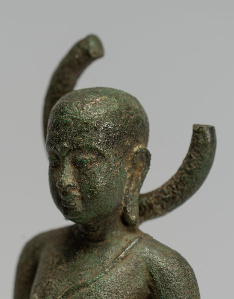 Estatua de Buda - Buda docente javanés de bronce de pie de estilo indonesio antiguo - 27,5 cm/11"