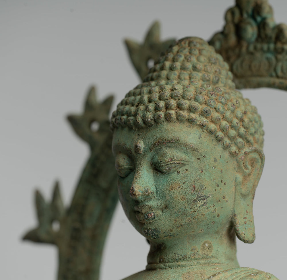 Buddha Statue - Antique Indonesian Style Seated Bronze Javanese Teaching Buddha - 32cm/13"