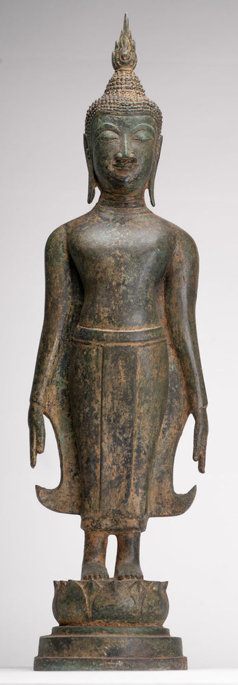 Buddha Statue - Antique Ayutthaya Style Thai Bronze Varada Charity Buddha Statue - 61cm/24"