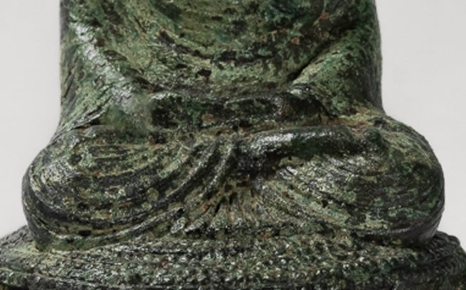 Estatua de Buda de la India - Estatua de Buda de Meditación de Bronce Estilo de Gandhara antiguo - 21 cm/8 "