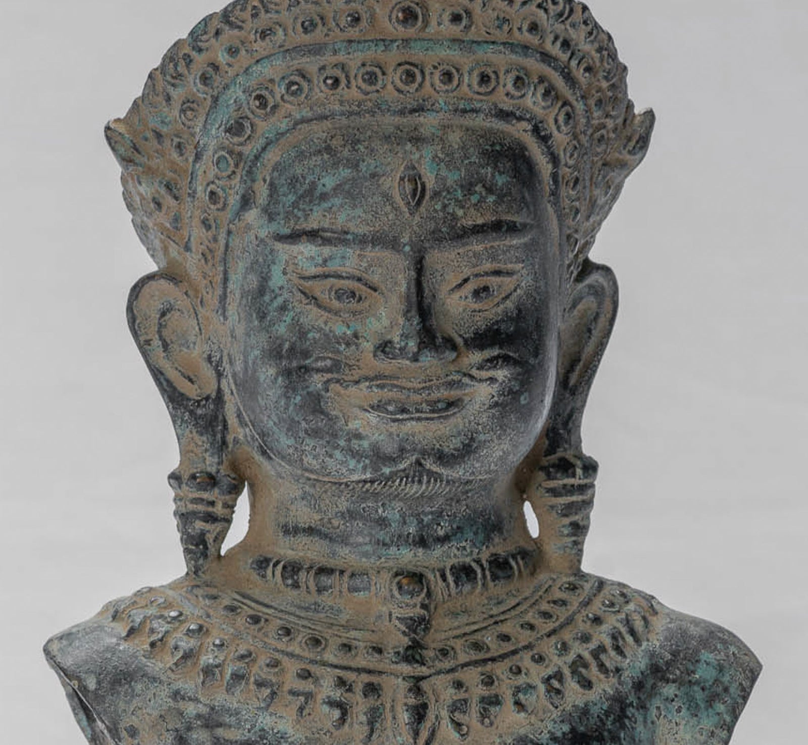 Estatua de Shiva - Estatua de Shiva Torso montado en bronce antiguo Khmer - 34 cm/14 "