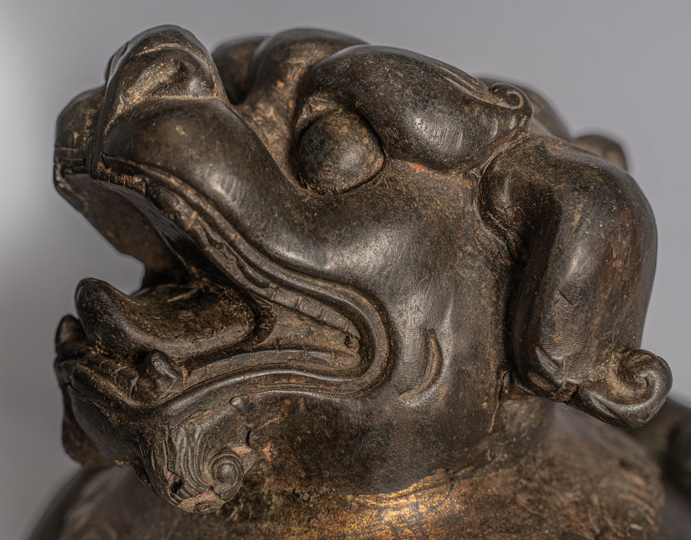Lion gardien de temple antique de style chinois Foo Dog Lion impérial - 37 cm/15"