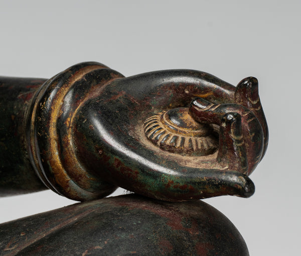 Ganesha Statue - Antique Khmer Style Bronze Seated Ganesha Statue - 65cm/26"