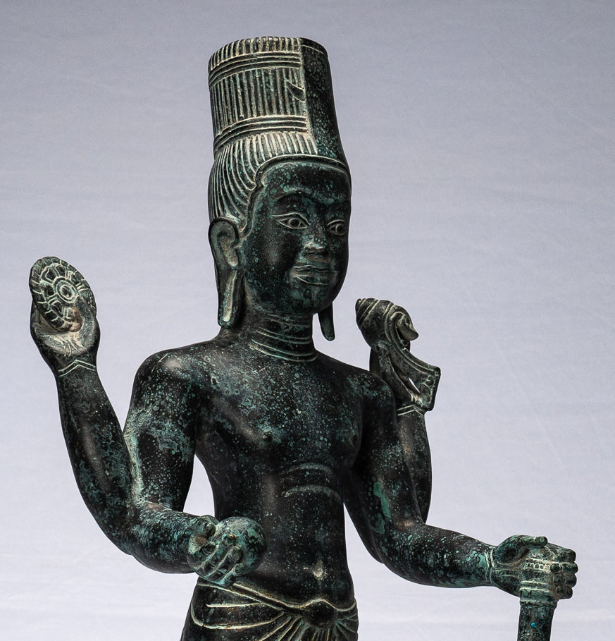 Harihara - Bronzo antico stile Phnom Da Khmer Hari Hara o Vishnu e Shiva - 57 cm/23"