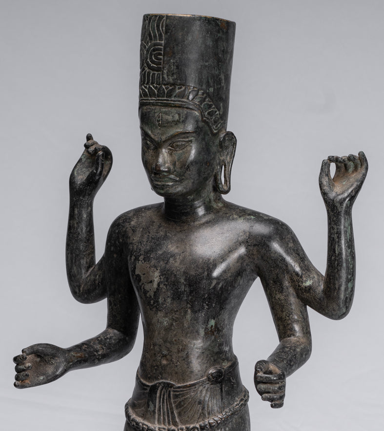 Harihara - Bronzo antico stile Phnom Da Khmer Hari Hara o Vishnu e Shiva - 77 cm/31"