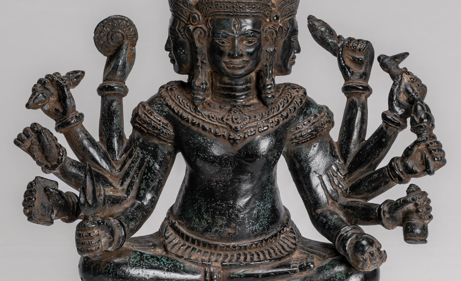 TRIMURTI STATUE - Antike Khmer -Stil Trimurti Shiva Brahma Vishnu Statue - 36cm/14 "