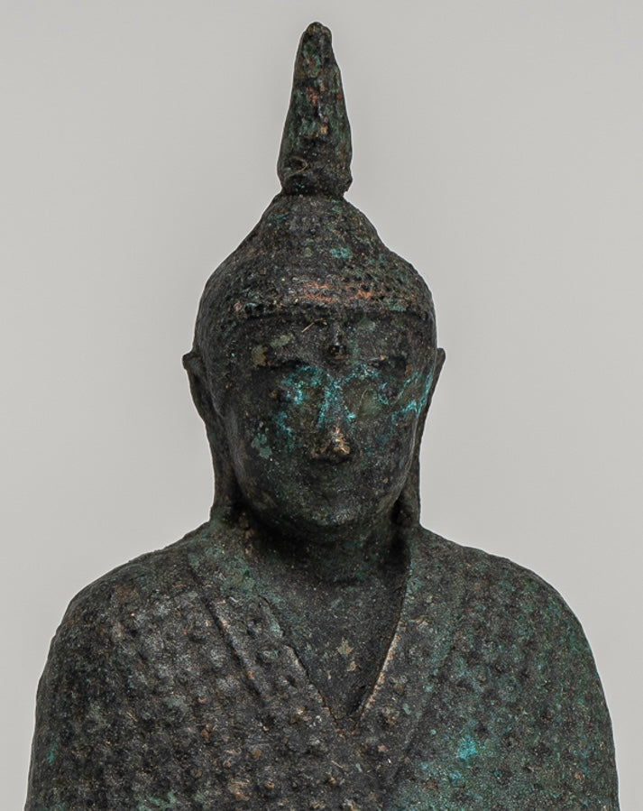 Buddha Sculpture - Antique Thai Thai Bronzo Meditazione Seduta inverno Statua di Buddha - 12,5 cm/5 "