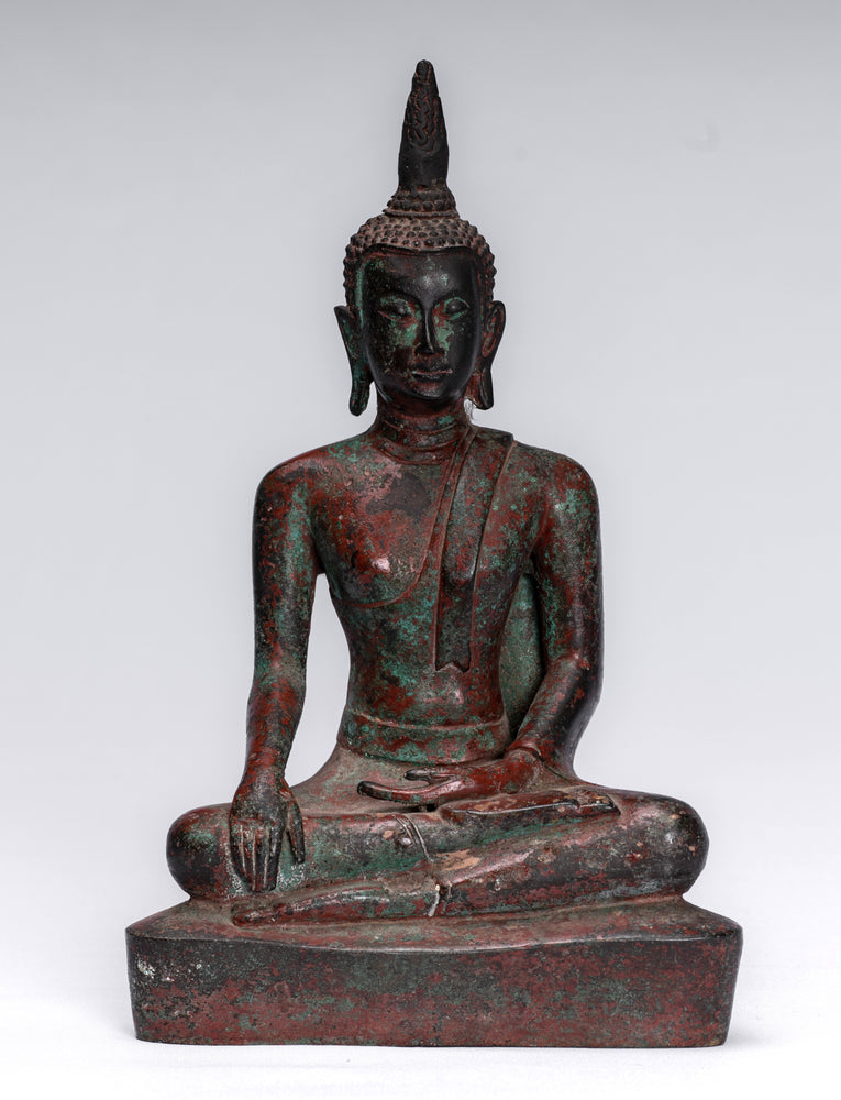 Estatua de Buda - Estatua de Buda de la Iluminación Tailandesa de Estilo Sukhothai Antiguo - 24cm/10"