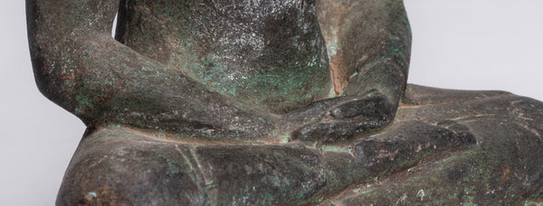 Buddha Statue - Antique Sri Lanka Style Bronze Seated Meditation Buddha Statue - 17cm/7"