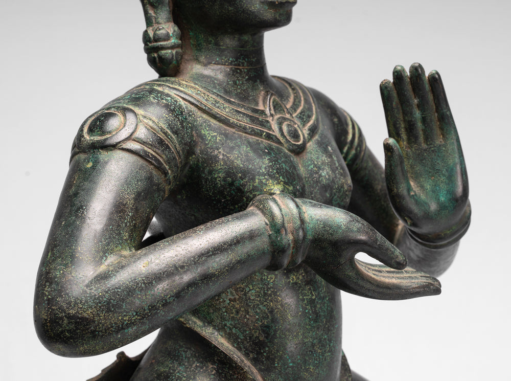 Antique Khmer Style Baphuon Bronze Dancing Apsara or Angel Statue - 85cm/34"