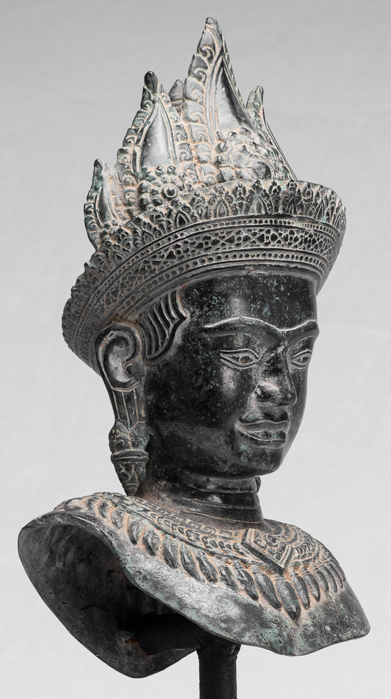 Apsara-Statue – Antiker Khmer-Stil aus Bronze, Angkor Wat Apsara-Torso oder Engelsstatue – 50 cm/50,8 cm