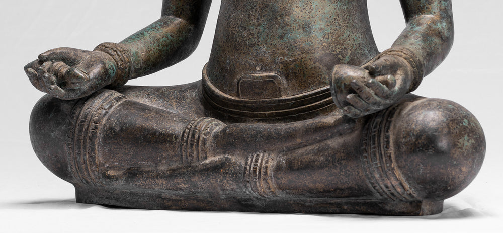 Buddha Statue - Antique Khmer Style Bronze Varada or Charity Angkor Wat Buddha Statue - 54cm/22"