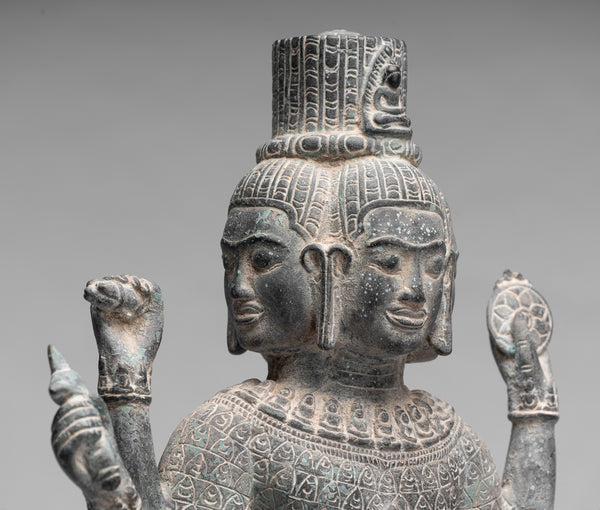 Antique Khmer Style Bronze Bayon Standing Lokeshvara Statue - 53cm/21"