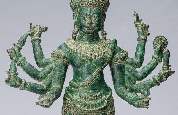 Trimurti Statue - Antique Khmer Style Trimurti Shiva Brahma Vishnu Statue - 65cm/26"