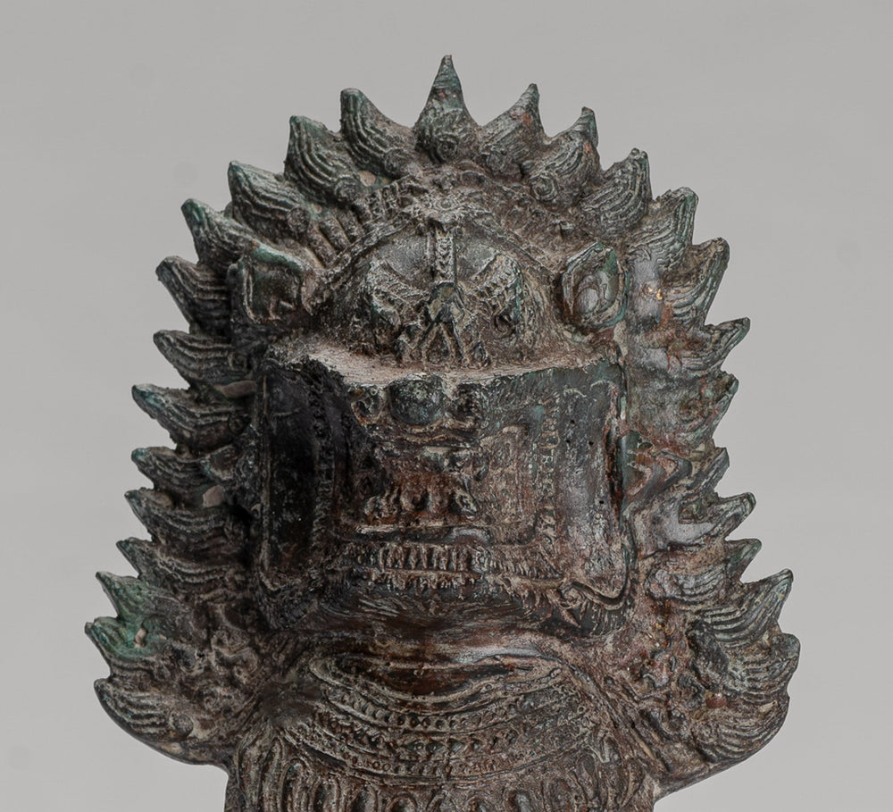 Temple Lion - Antique Thai Style Bronze Standing Singha Temple Guardian or Lion - 19cm/8"