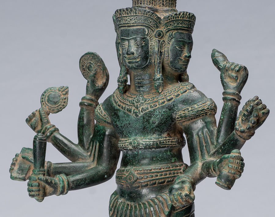 Brahma Statue - Antique Khmer Style Koh Ker Standing Bronze Brahma - Hindu God Creation - 53cm/21"