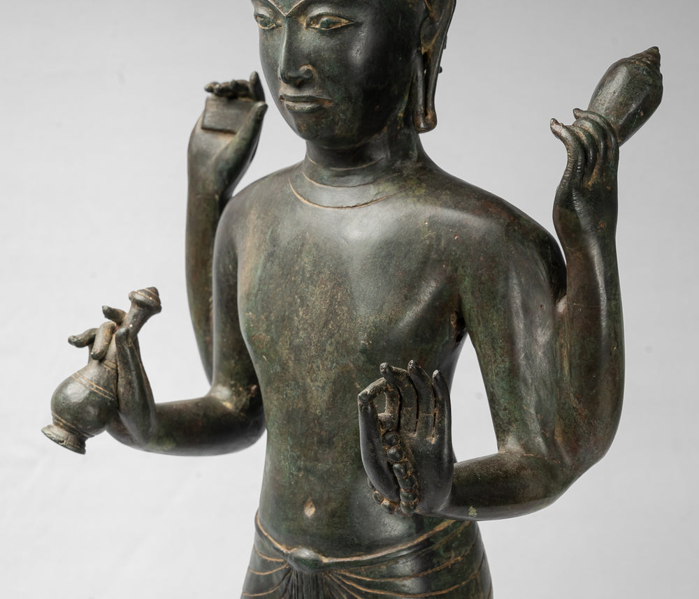 Vishnu Statue - Antique Thai Style Standing Bronze Vishnu Statue - 94cm/38"