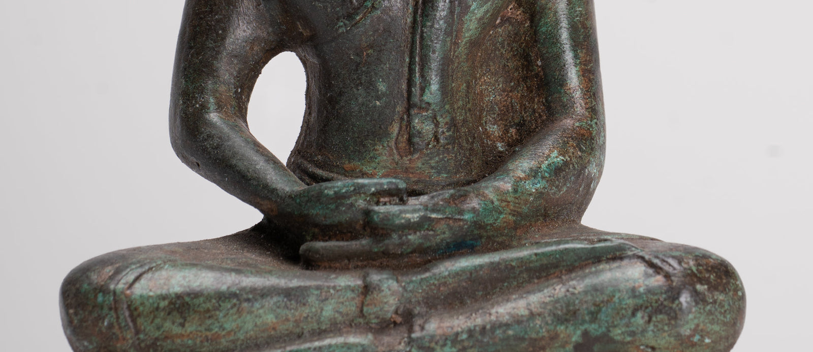 Scultura di Buddha - Statua di Buddha da meditazione Sukhothai seduto in bronzo antico in stile tailandese - 15 cm/6"