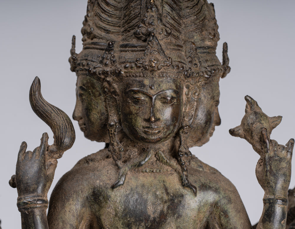 Brahma Statue - Antique Indonesian Style Majapahit Standing Bronze Brahma Statue - 50cm/20"