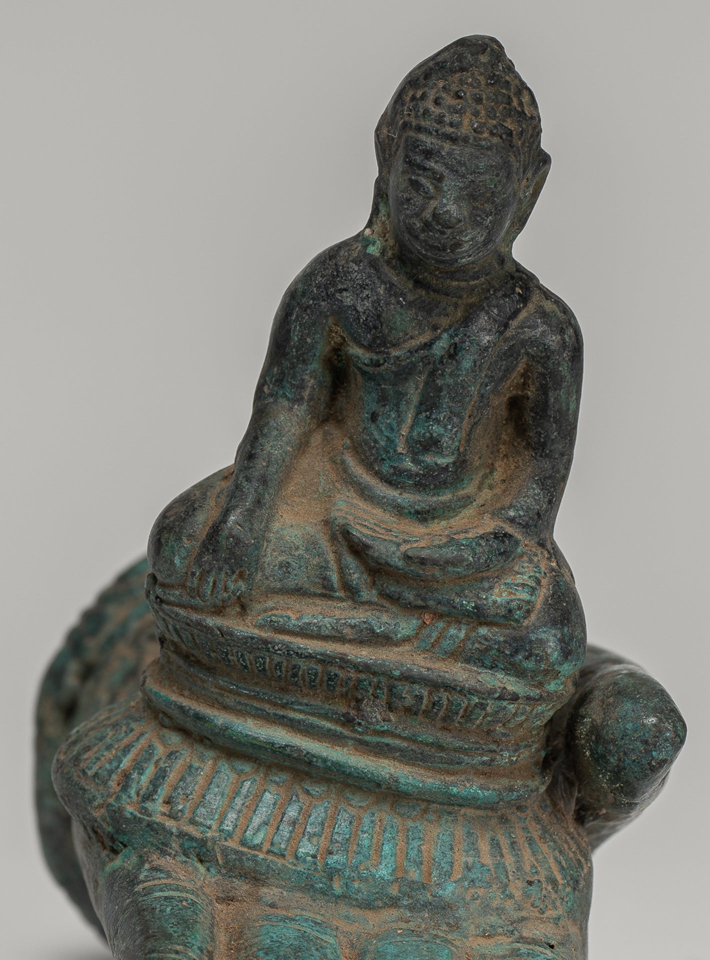 Hand y Buda de Bronce Freestanding Antique Khmer - 12cm/5 "