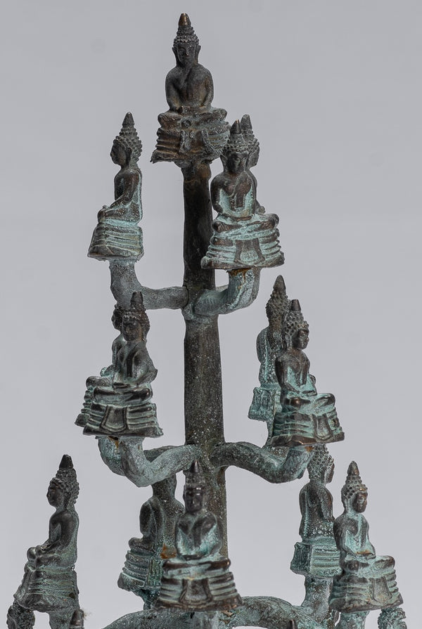 Buddha Sculpture - Antique Thai Style Bronze Seated Meditation Buddha Statues - 18cm/7"