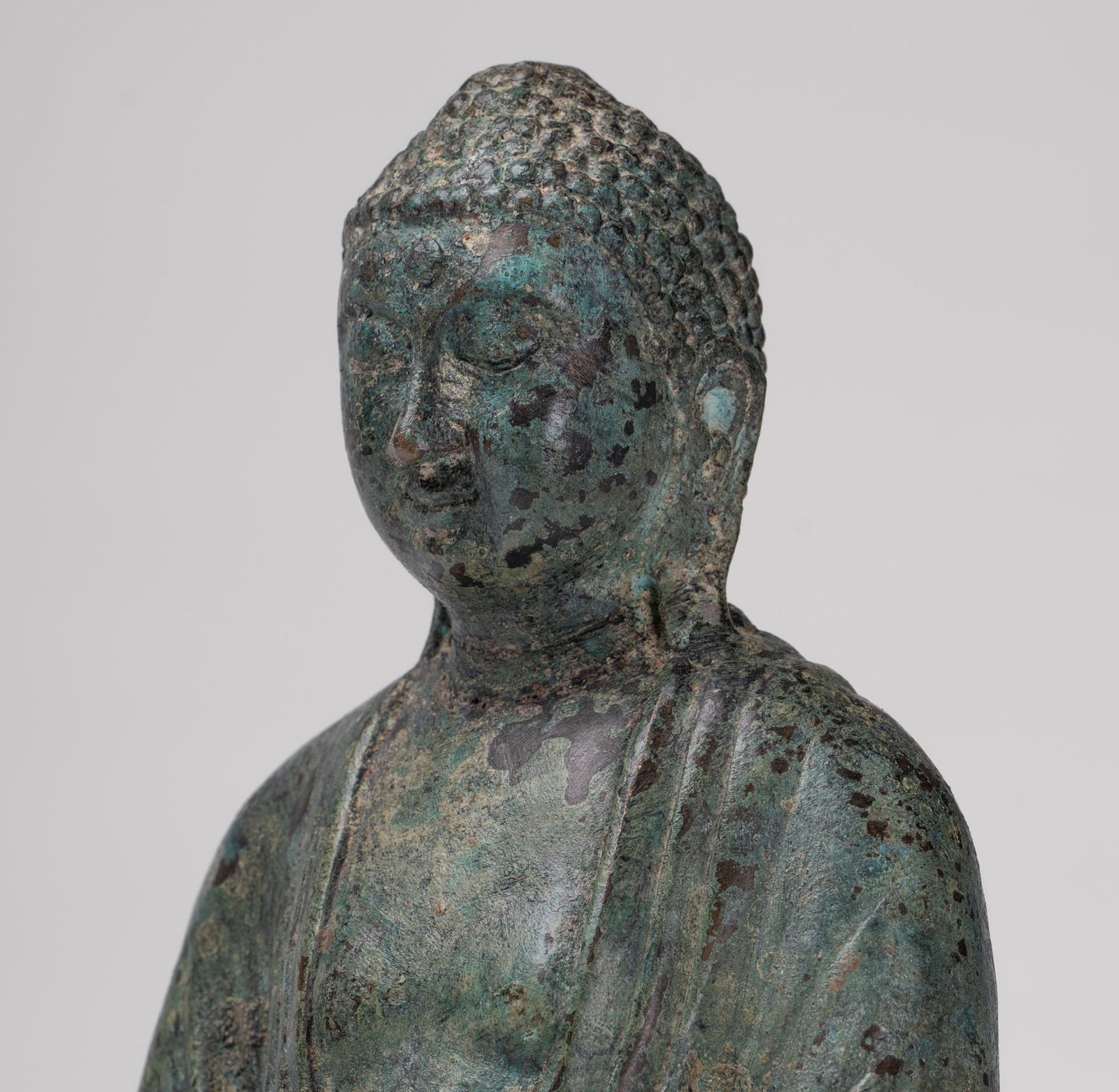 Japanese Buddha - Antique Japanese Style Bronze Seated Meditation Amitabha Buddha Statue - 18cm/7"