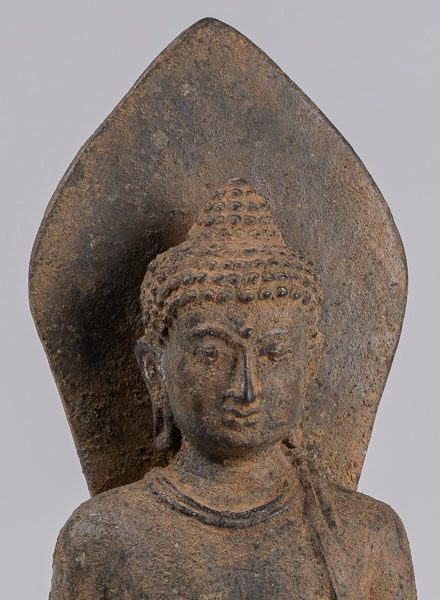 Statue di Buddha - Antique in stile indonesiano Bronzo Giavanese Teaching Buddha - 45cm/18 "