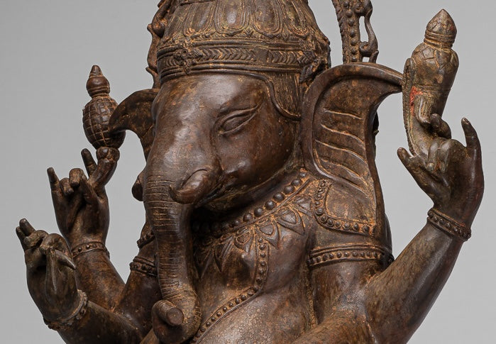 Large Ganesha Statue - Antique Thai Style Bronze Dancing Ganesh Statue - 105cm/42"