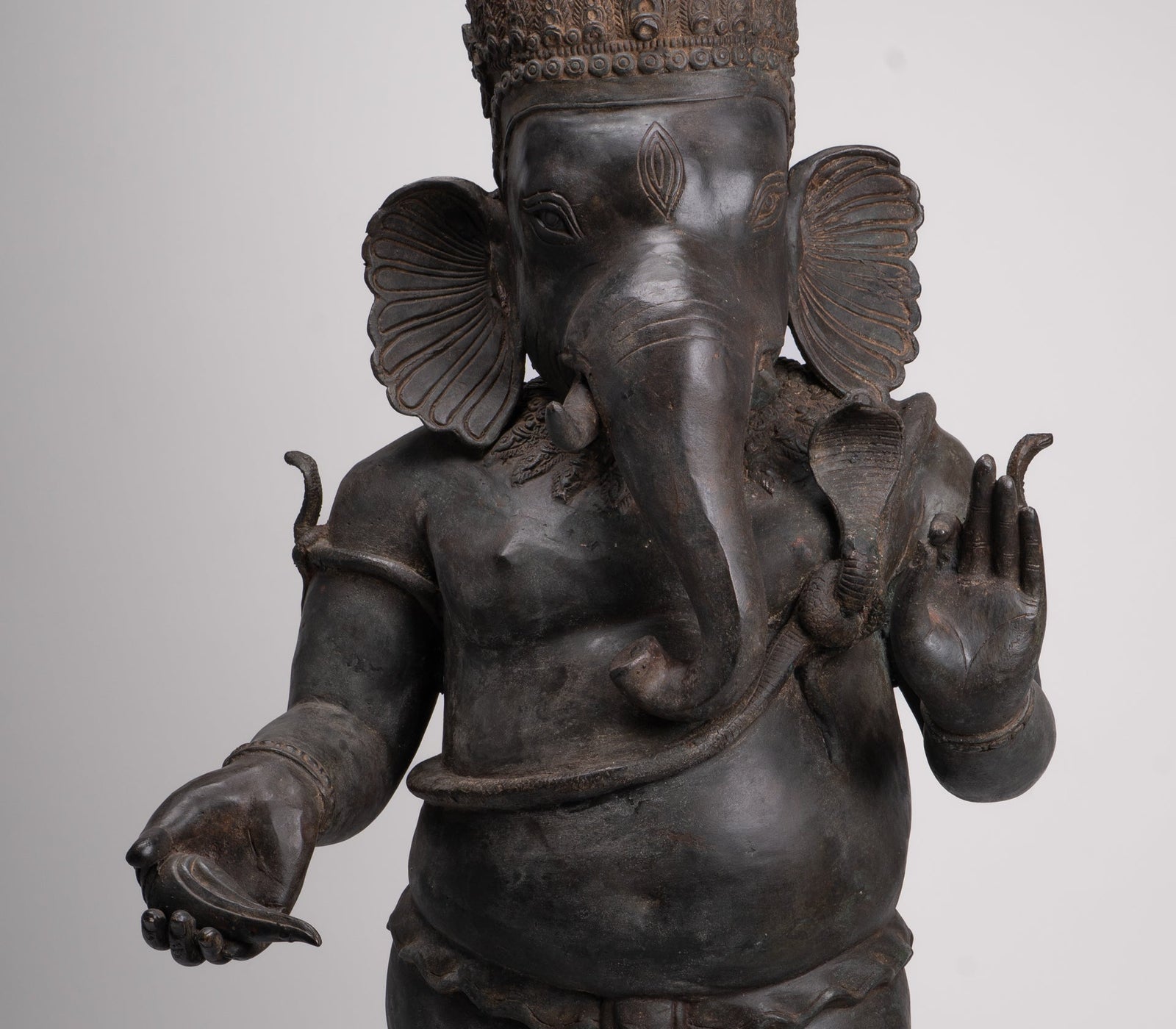 Large Ganesha Statue - Antique Thai Style Ganesh Statue with Conch Shell - 135cm/54"