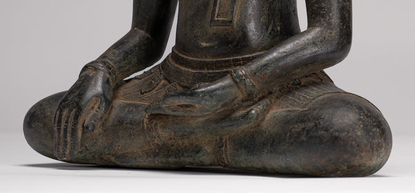 Buddha Statue - Antique Khmer Style Bronze Enlightenment Bayon Buddha Statue - 37cm/15"