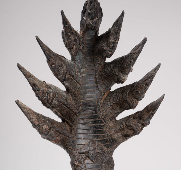 Antique Thai Style Bronze Nine Head Protective Naga, Snake or Serpent Statue - 35cm/14"