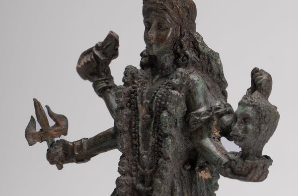 Kali Statue - Antique Indian Style Standing Bronze Kali or Mahakali Statue - 19cm/8"
