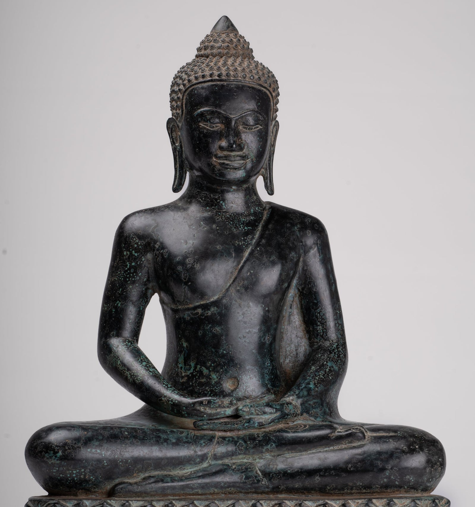 Statua Buddha - Antique Khmer in stile Khmer Meditazione seduta statua di Buddha - 42 cm/17 "