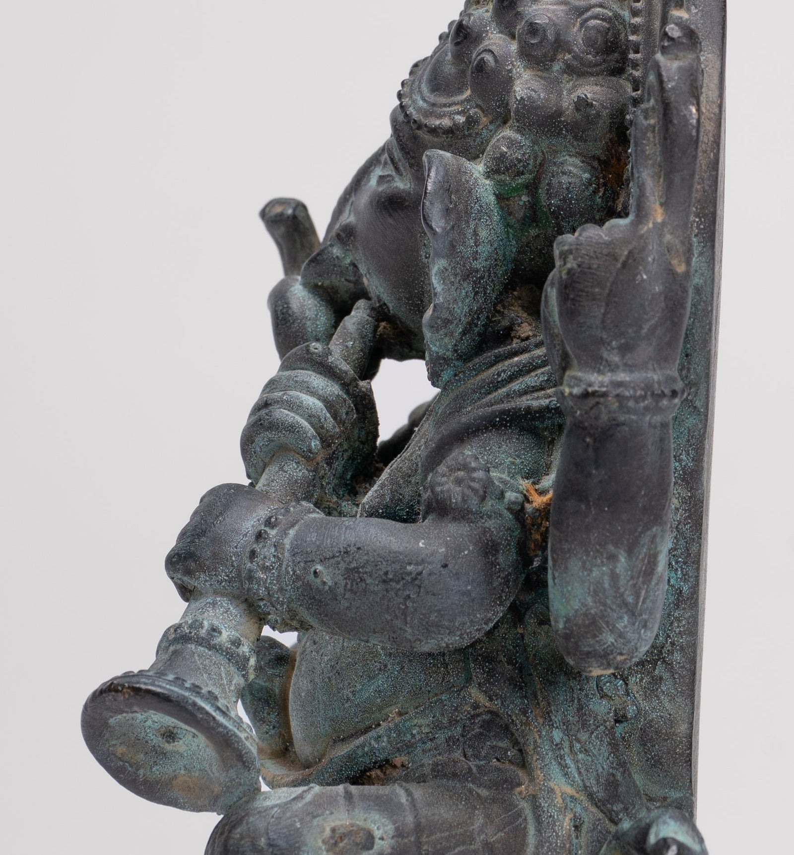 Ganesh - Antique Thai Style Bronze Seated Ganesh Statue - 15.5cm/6"