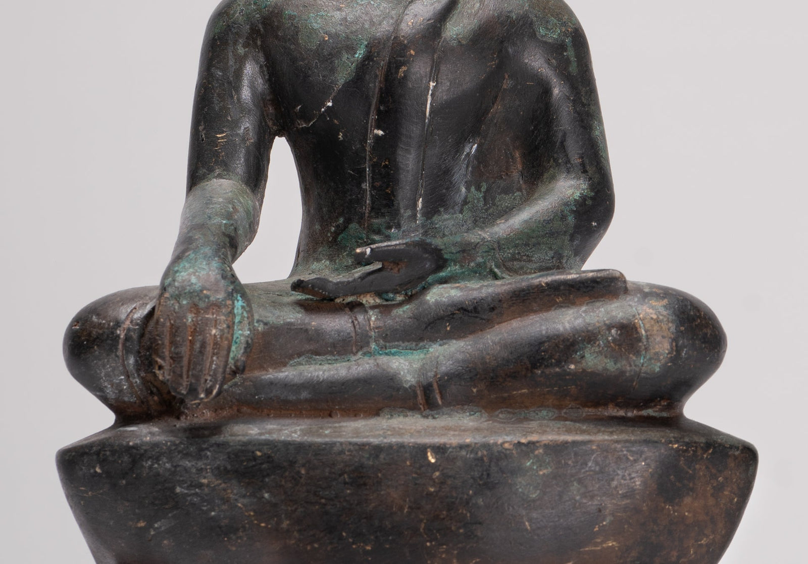 Buddha Statue - Antique Laos Style Bronze Enlightenment Buddha Statue - 29cm/12"