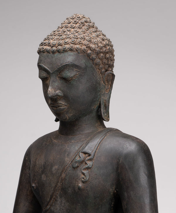 Buddha Statue - Antique Srivijaya Style Seated Enlightenment Buddha Statue - 63cm/25"