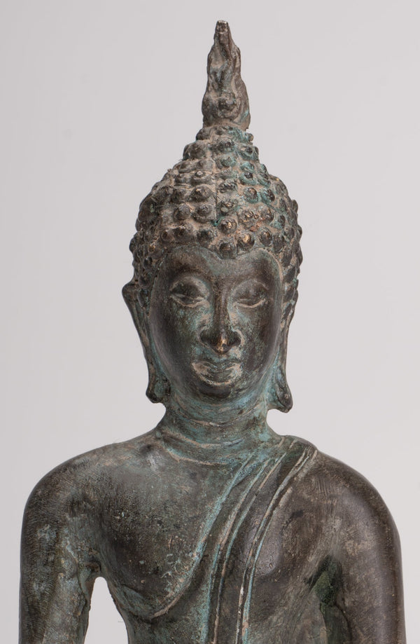 Buddha Statue - Antique Sukhothai Style Thai Enlightenment Buddha Statue - 19.5cm/8"