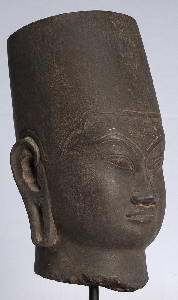 Vishnu Statue - Antique Phnom Da Style Hari-Hara or Vishnu Head - 39cm/16"