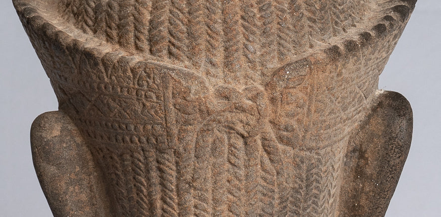 Buddha Statue - Antike Angkor Wat Stone Stone Montierte Khmer Buddha Head - 39 cm / 16 "