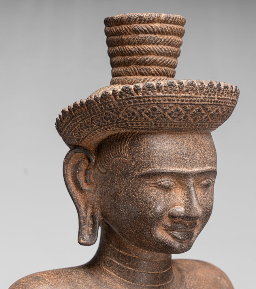 Lakshmi or Uma Sculpture - Antique Khmer Style Koh Ker Stone Lakshmi or Uma Statue - 96cm/38"
