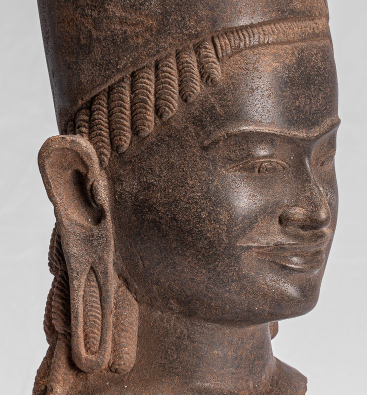 Antique Phnom Da Style Khmer Vishnu Head - Protector & Preserver - 43cm/33"