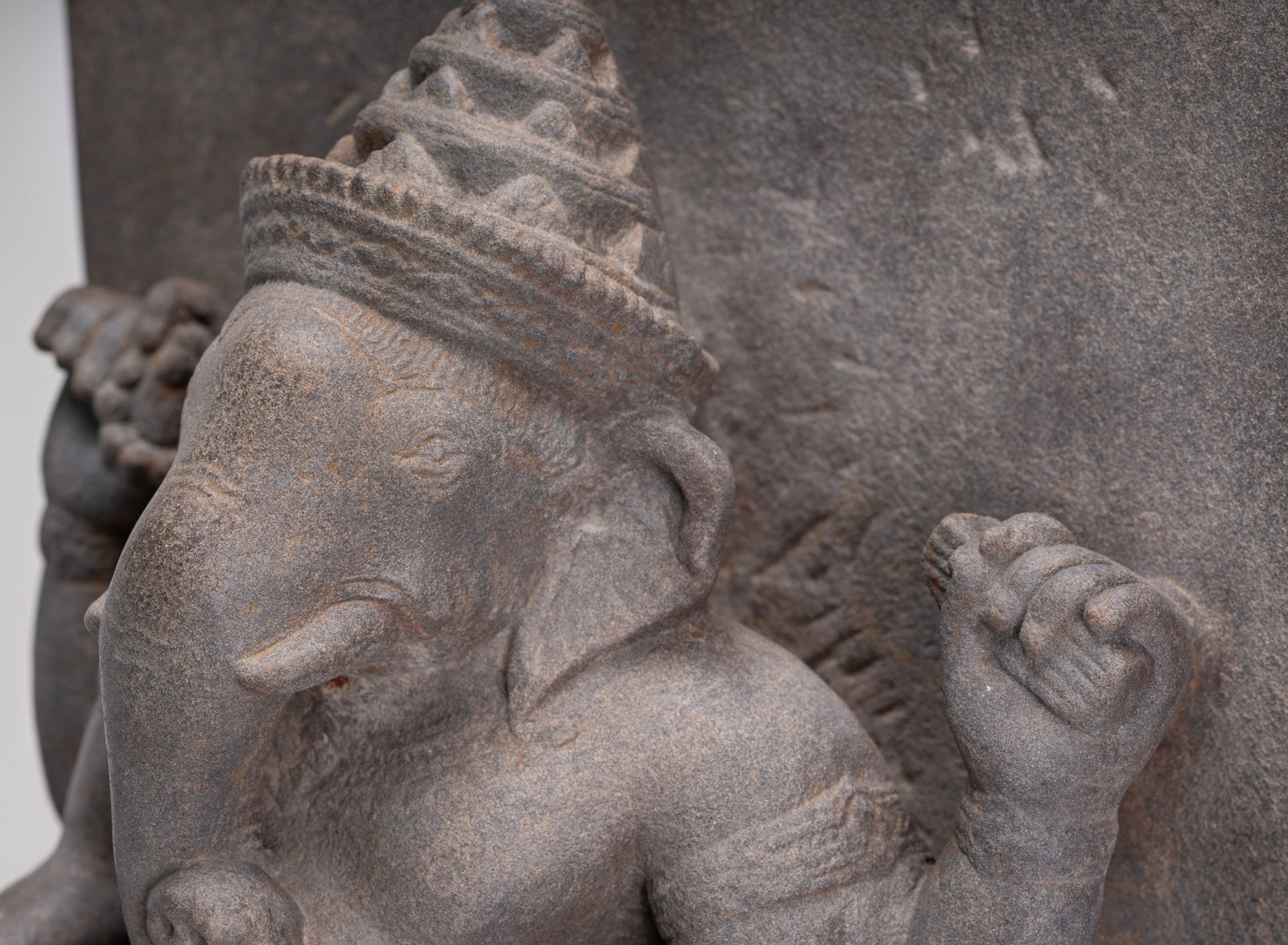 Estatua de Ganesha - Estatua de Ganesh de estela de piedra de Angkor Wat de estilo antiguo jemer - 63 cm/25"