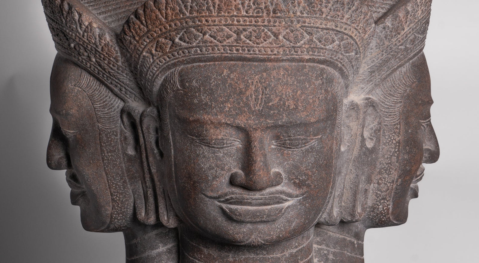 Shiva Statue - Antique Angkor Style Khmer Stone Pancha-Mukha Shiva Statue - The Destroyer - 72cm/29"