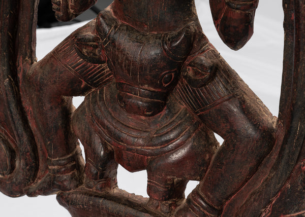 Shiva Statue - Antique Khmer Style SE Asia Wood Bas Relief Nandi & Shiva Statue - 105cm/42"