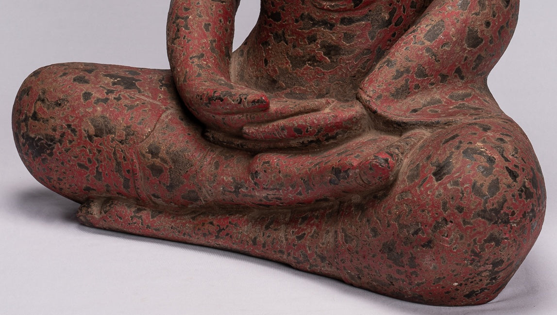 Escultura de Buda - Estatua de Buda de Madera Antigua de estilo jemer Meditación Mudra - 66 cm/26 "