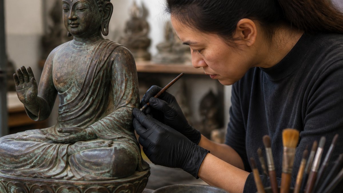 Restoring Damaged Antique Buddhist Bronze Sculptures