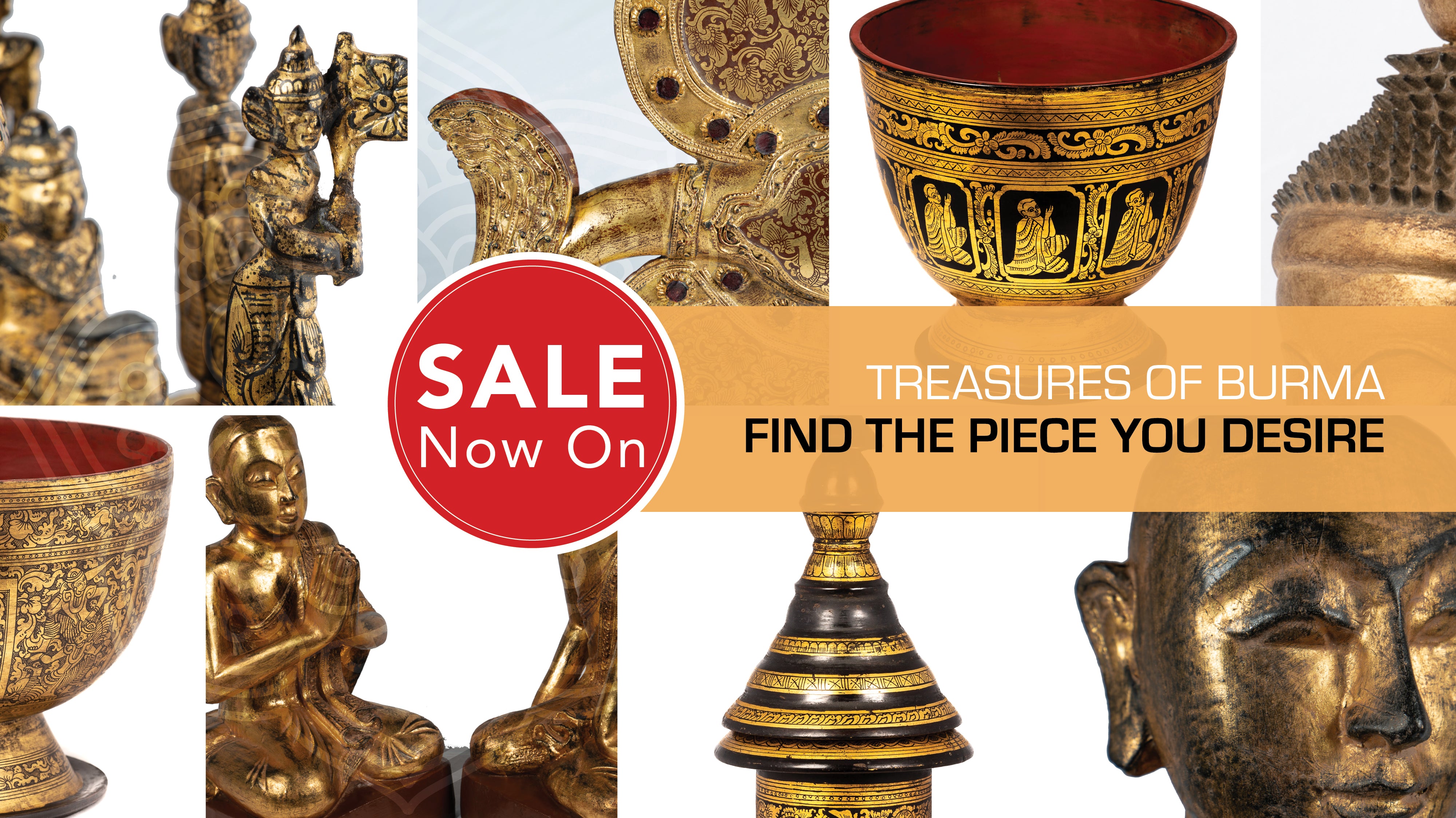 Burmese artifacts include intricately designed statues, bowls, and decorative pieces. On Sale. 